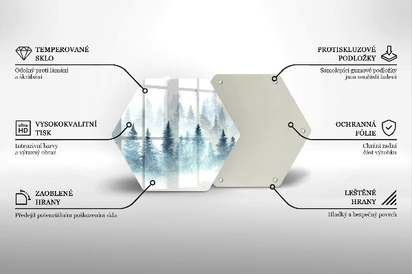 Skärbräda glas sexhörning Målad vinterskog