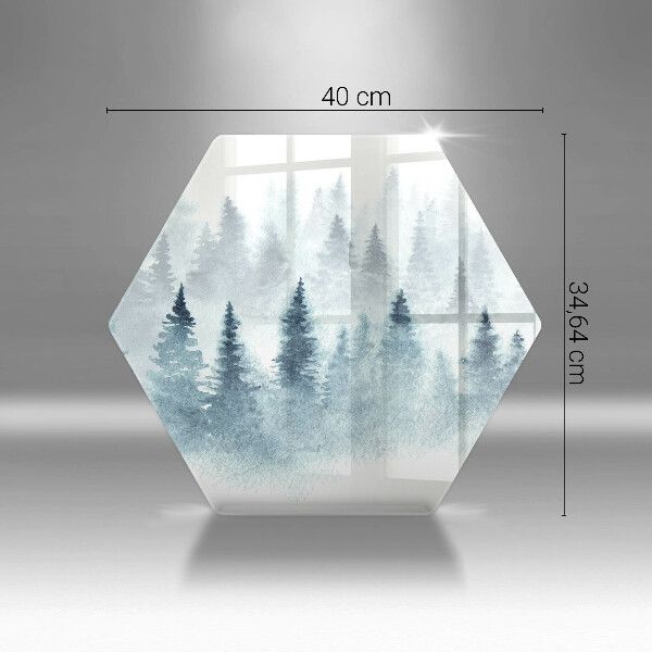 Skärbräda glas sexhörning Målad vinterskog