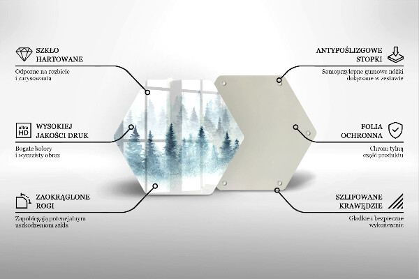 Skärbräda glas sexhörning Målad vinterskog