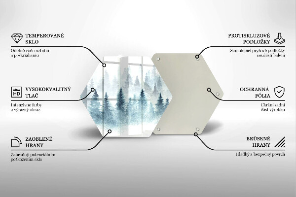Skärbräda glas sexhörning Målad vinterskog