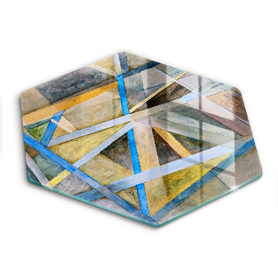 Skärbräda glas sexhörning Målade linjer abstraktion