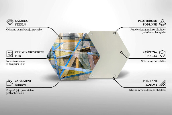 Skärbräda glas sexhörning Målade linjer abstraktion