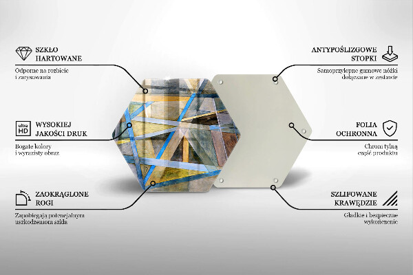 Skärbräda glas sexhörning Målade linjer abstraktion