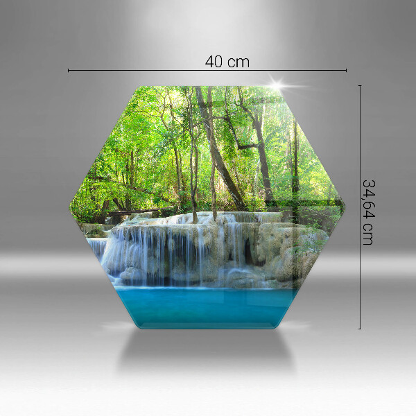 Skärbräda glas sexhörning Vattenfall i skogen