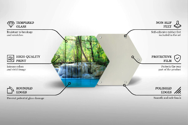 Skärbräda glas sexhörning Vattenfall i skogen