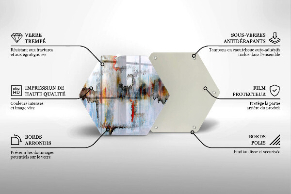 Skärbräda glas sexhörning Abstraktionsfärger