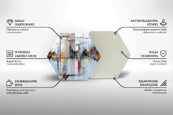 Skärbräda glas sexhörning Abstraktionsfärger