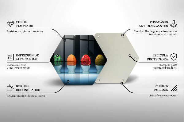 Skärbräda glas sexhörning Abstrakt fruktägg