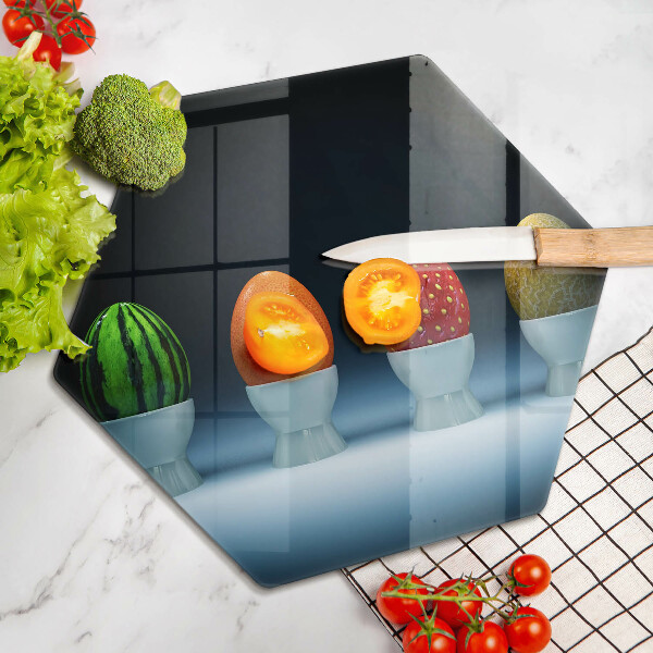 Skärbräda glas sexhörning Abstrakt fruktägg