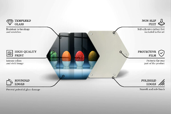 Skärbräda glas sexhörning Abstrakt fruktägg