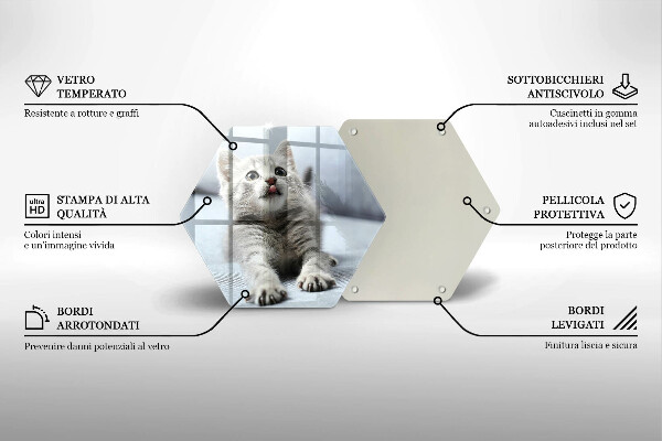 Skärbräda glas sexhörning Liten söt kattunge
