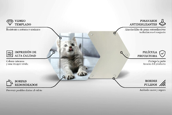 Skärbräda glas sexhörning Liten söt kattunge