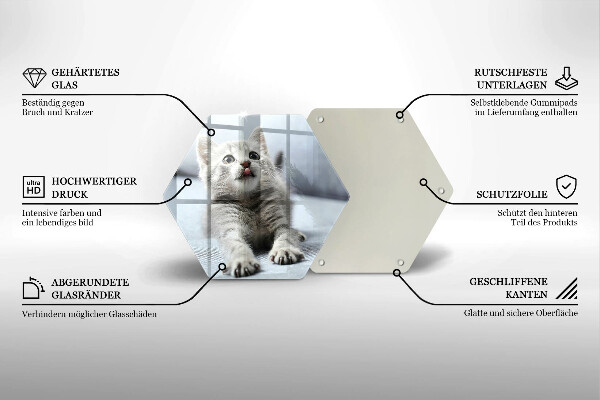 Skärbräda glas sexhörning Liten söt kattunge
