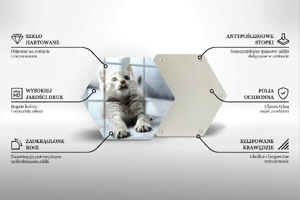 Skärbräda glas sexhörning Liten söt kattunge