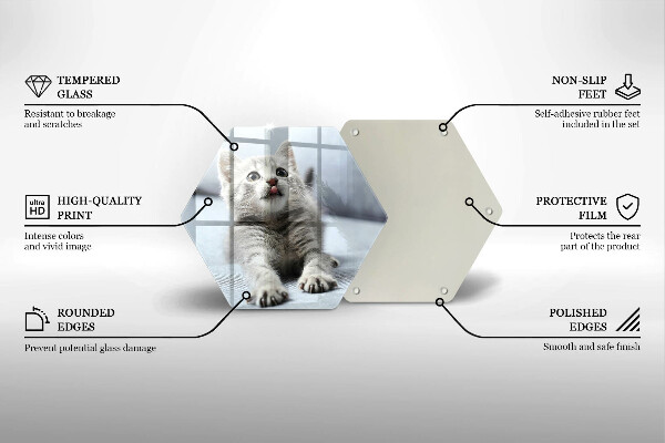 Skärbräda glas sexhörning Liten söt kattunge