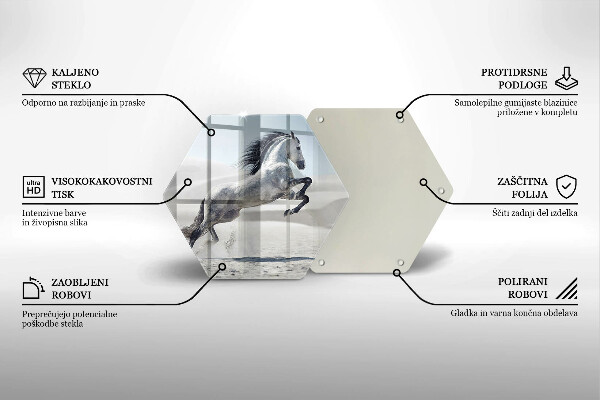 Skärbräda glas sexhörning Vit häststev