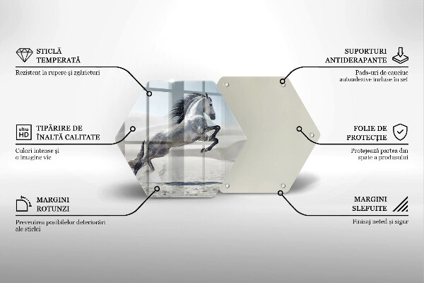 Skärbräda glas sexhörning Vit häststev