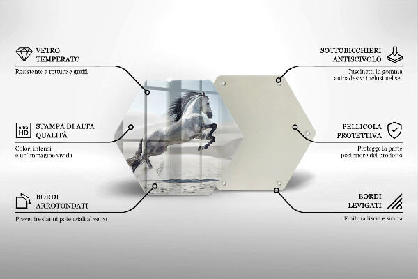 Skärbräda glas sexhörning Vit häststev