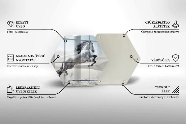 Skärbräda glas sexhörning Vit häststev