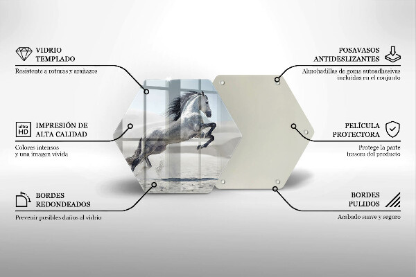 Skärbräda glas sexhörning Vit häststev