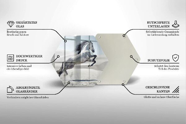 Skärbräda glas sexhörning Vit häststev