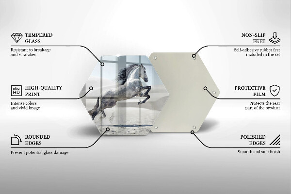 Skärbräda glas sexhörning Vit häststev