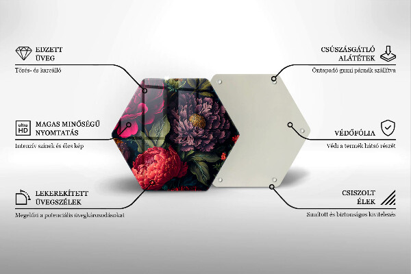 Skärbräda glas sexhörning Vackra blommor