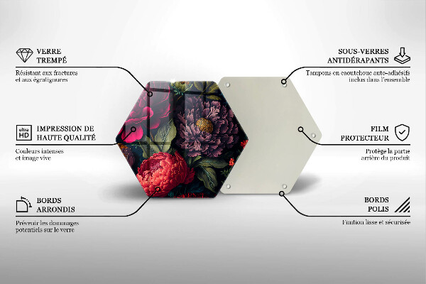 Skärbräda glas sexhörning Vackra blommor