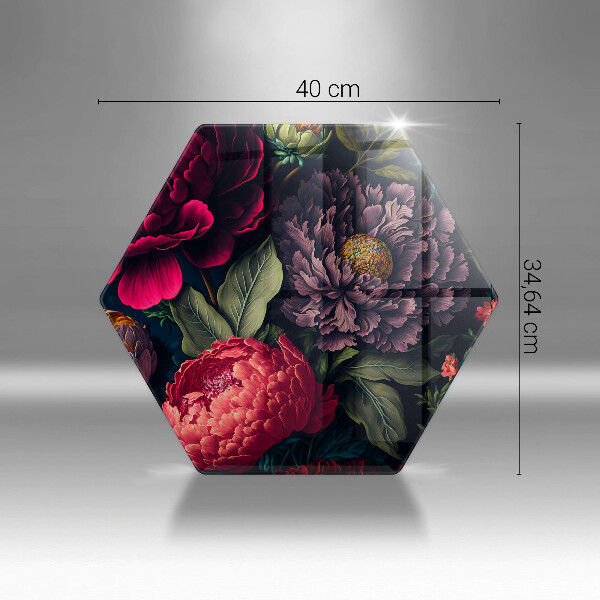 Skärbräda glas sexhörning Vackra blommor