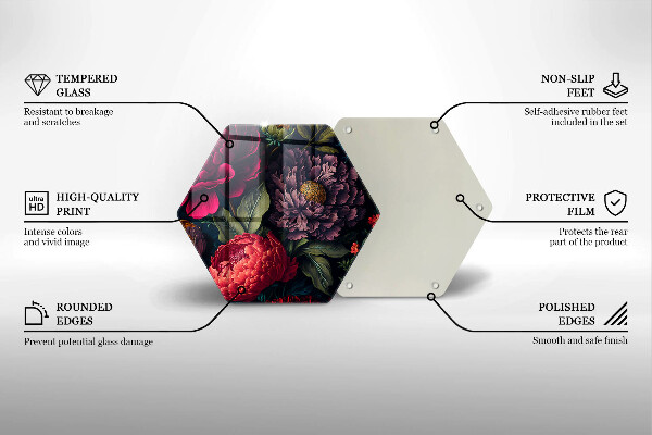 Skärbräda glas sexhörning Vackra blommor