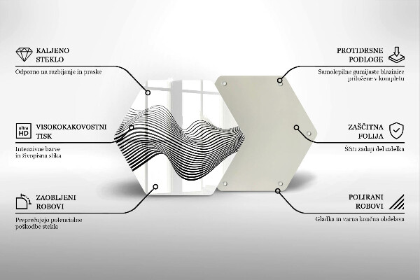 Skärbräda glas sexhörning Linjär abstraktion