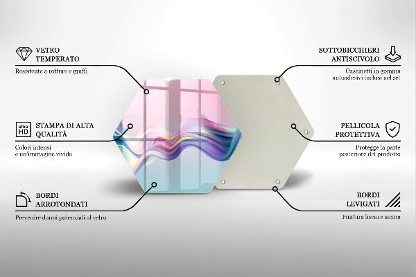 Skärbräda glas sexhörning Pastell abstraktion