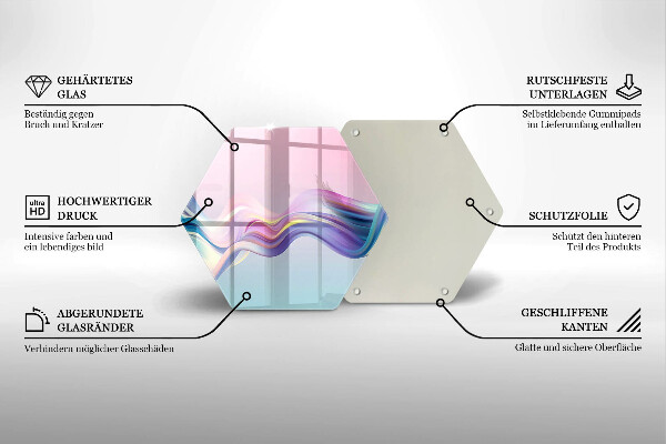 Skärbräda glas sexhörning Pastell abstraktion