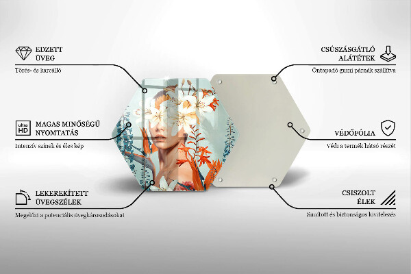 Skärbräda glas sexhörning Kvinna i blommor