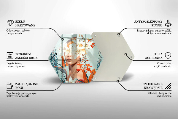 Skärbräda glas sexhörning Kvinna i blommor