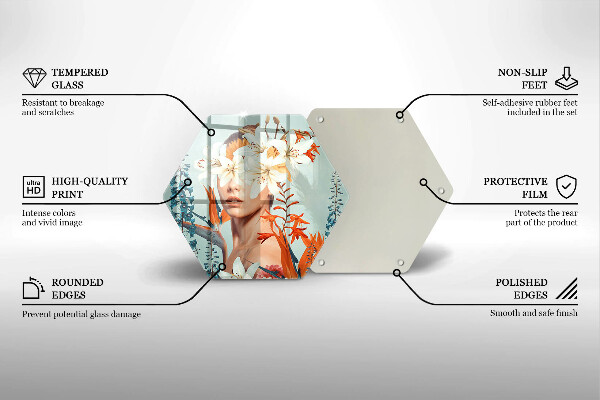 Skärbräda glas sexhörning Kvinna i blommor