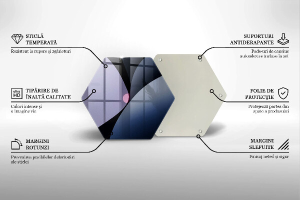 Skärbräda glas sexhörning Abstrakta former