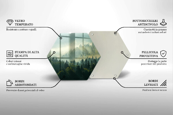 Skärbräda glas sexhörning Landskap Utsikt över skogen