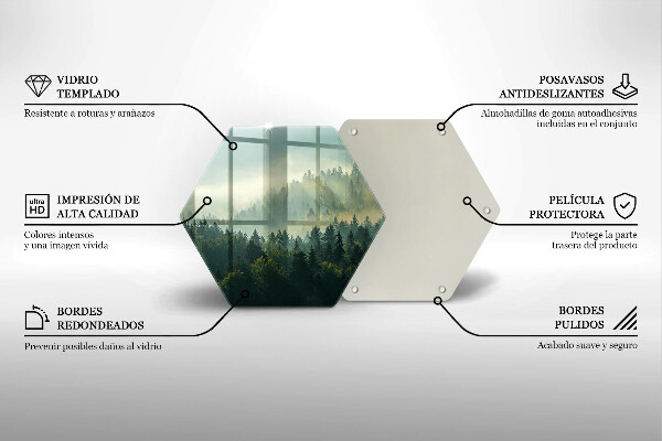 Skärbräda glas sexhörning Landskap Utsikt över skogen