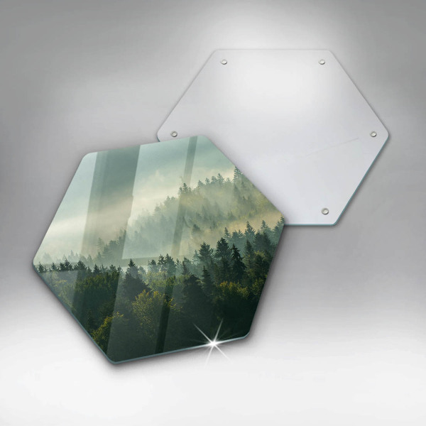 Skärbräda glas sexhörning Landskap Utsikt över skogen