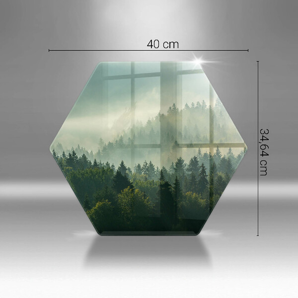 Skärbräda glas sexhörning Landskap Utsikt över skogen