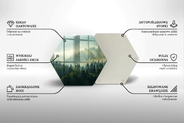 Skärbräda glas sexhörning Landskap Utsikt över skogen