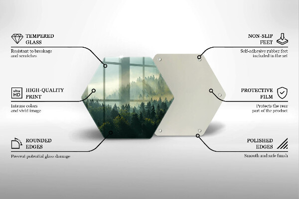 Skärbräda glas sexhörning Landskap Utsikt över skogen