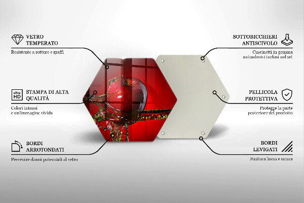 Skärbräda glas sexhörning Äppelfrukt i vatten