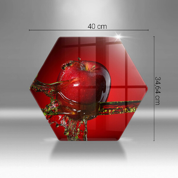 Skärbräda glas sexhörning Äppelfrukt i vatten