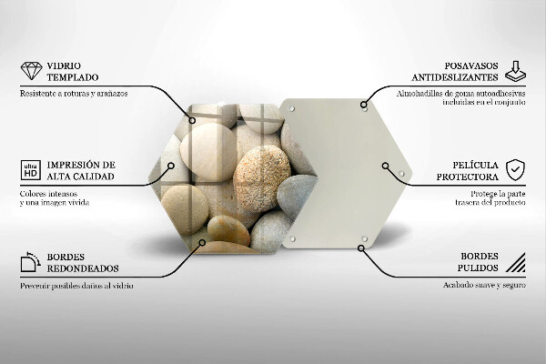 Skärbräda glas sexhörning Mönster av ovala stenar