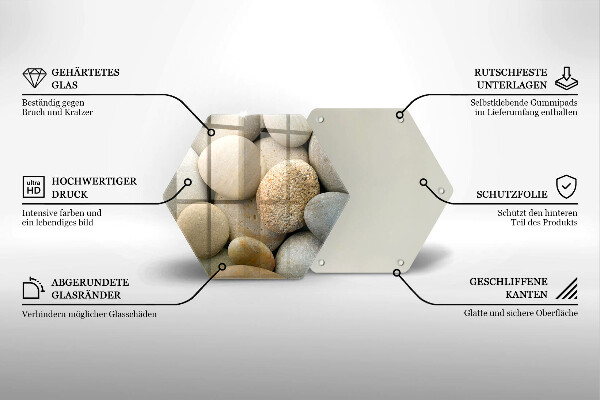 Skärbräda glas sexhörning Mönster av ovala stenar