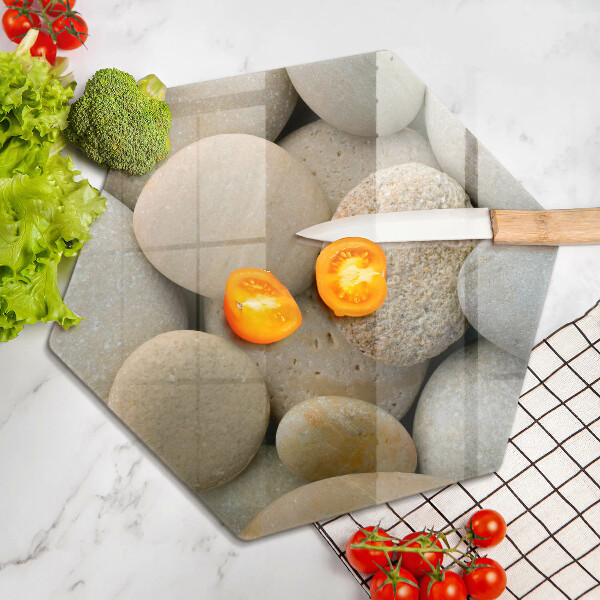 Skärbräda glas sexhörning Mönster av ovala stenar