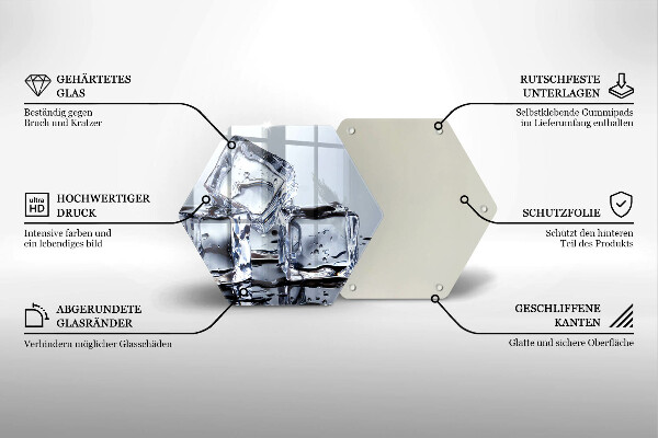Skärbräda glas sexhörning Isbitar