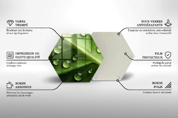 Skärbräda glas sexhörning Natur dagg och löv